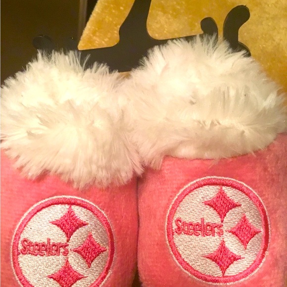 NFL Licensed / STEELERS INFANT BOOTIES / Pink / Grip Sole / Baby 3-6 Months / 🌸 - Picture 2 of 13
